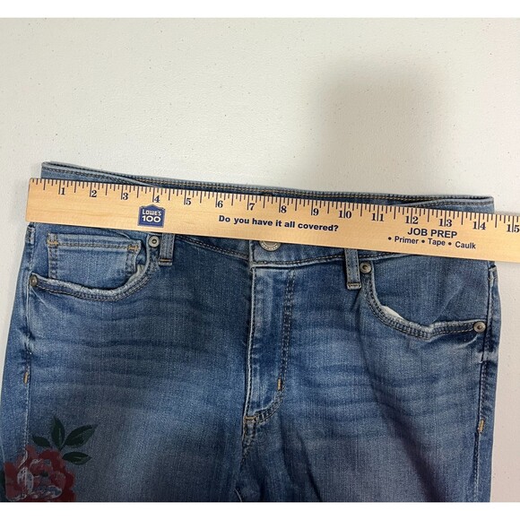 Loft Women's Curvy Skinny Jeans Boho Painted Floral Distressed Size 27 / 4 - Picture 8 of 10